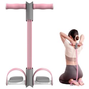 Proberos® Fitness Tension Rope with Wider Pedal, 6-Tube Elastic Yoga Pedal Puller Resistance Band, Pull Reducer Training Bands, Natural Latex Tension Rope, for Abdomen/Waist/Leg Stretching, Pink