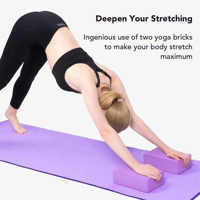 serveuttam High Density EVA Yoga Support Lightweight Odour Resistant and Moisture-Proof 2 Pc Blocks and Belt ( Purple ) - Image 2
